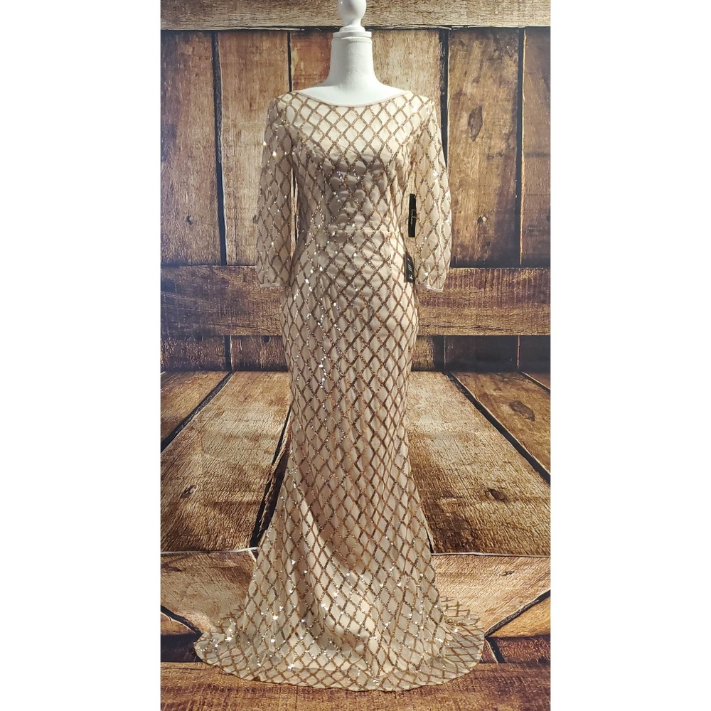 Stunning Embellished Rose Gold Evening Dress - NWT